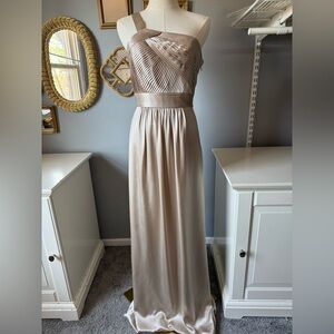BCBG Max Azria long silk one shoulder dress. New with tags